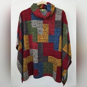 Trisha Tyler Size S/M Colorful patchwork-patterned swing Sweater Lagenlook.